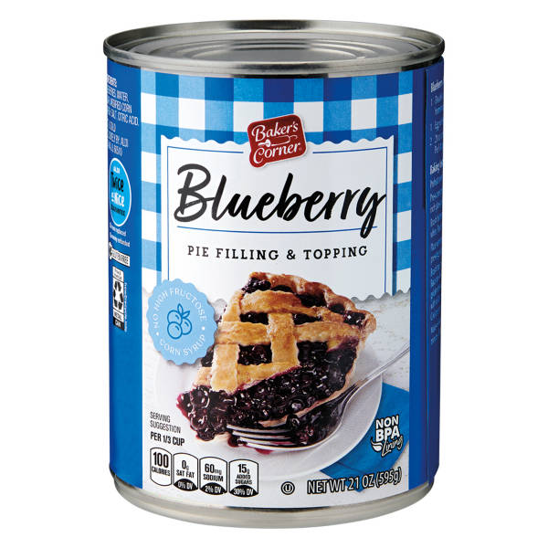 Baker's Corner Blueberry  Pie Filling & Topping, 21 oz