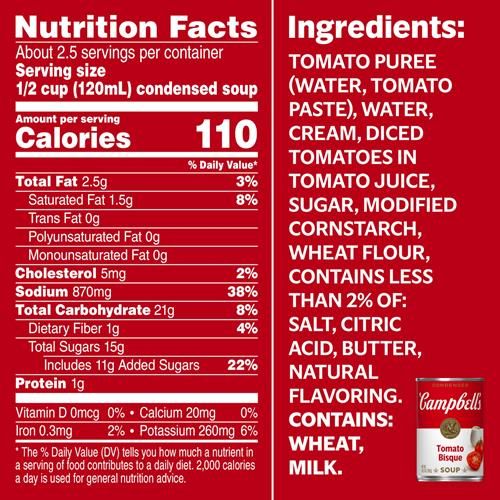 Campbells Condensed Tomato Bisque Soup, 10.75 Oz Can