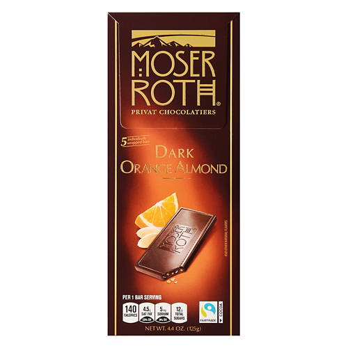 Moser Roth Dark Chocolate Orange Almond Bar - 4.4 oz