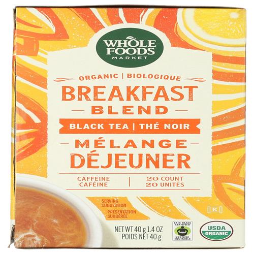 Whole Foods Market Organic Breakfast Blend Black Tea, 20 Ct