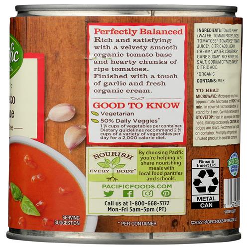 Pacific Foods, Soup Tomato Bisque Organic, 16.3 Ounce