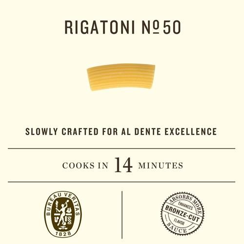 Rummo Rigatoni Pasta N.50 - Rigatoni Pasta Noodles, Italian Tube Pasta, Bronze Cut Pasta, Dry Pasta, Durum Wheat Pasta - 12 Ounce (Pack Of 1)