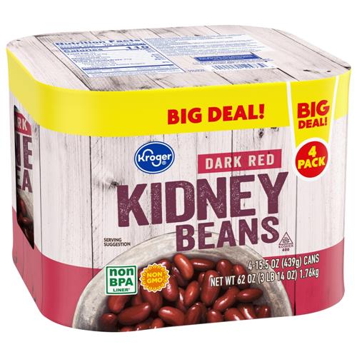 Kroger Dark Red Kidney Beans 4 ct / 15.5 oz