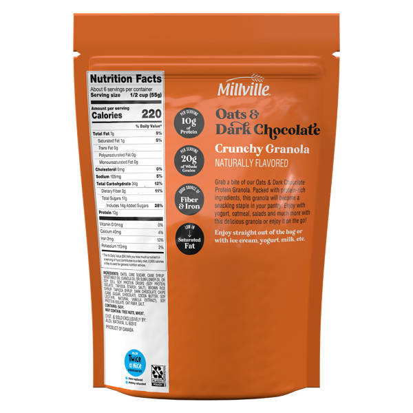 Millville Oats n Dark Chocolate Protein Crunchy Granola, 11 oz