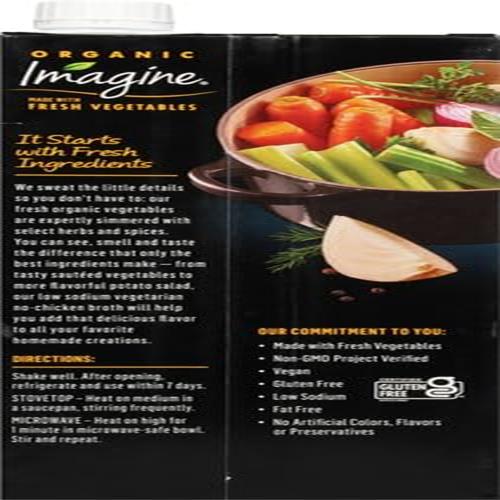 Imagine Low Sodium Organic Vegetarian No-Chicken Broth 32 Oz