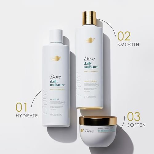 Dove Conditioner Daily Moisture Damage Therapy For Dry Hair With Bio-Protein Care Technology And Hyaluronic Serum 12 Fl Oz
