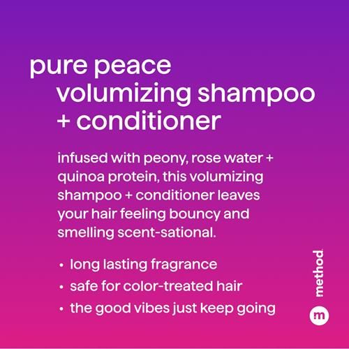 Method Volumizing Shampoo, Pure Peace With Rose, Peony, And Pink Sea Salt Scent Notes, Paraben And Sulfate Free, 14 Oz (Pack Of 1)