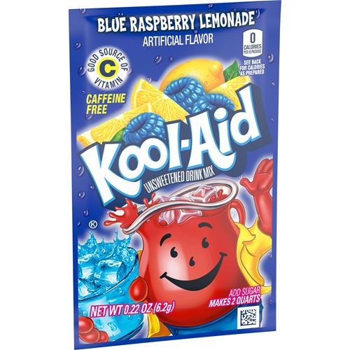 Kool-Aid Unsweetened Blue Raspberry Lemonade Powdered Drink Mix, 0.22 Oz. Packet