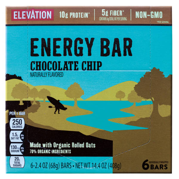 Elevation Chocolate Chip Energy Bars, 6 count