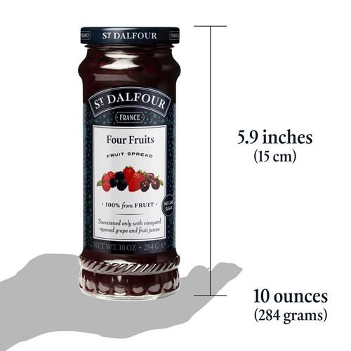 St. Dalfour Four Fruits Fruit Spread - 10Oz - 100% From Fruit, No Artificial Ingredients, Non Gmo, No Cane Sugars, All Natural, Made In France