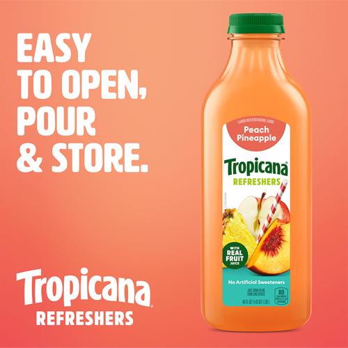 Tropicana Refreshers Peach Pineapple Juice Drink, With Real Fruit Juice, 46 Fl Oz Bottle