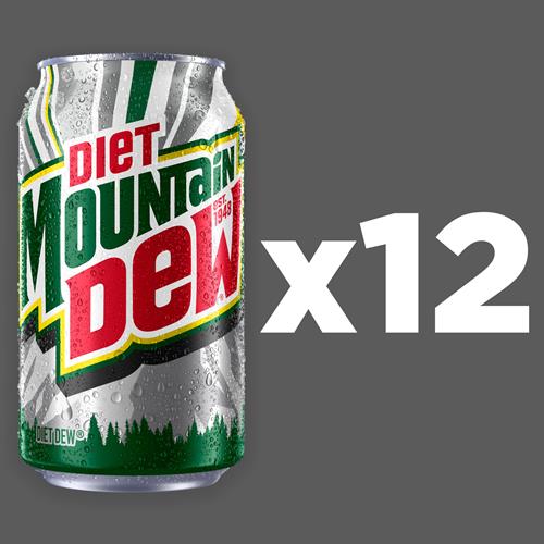 Diet Mountain Dew Soda, 12 Fl Oz Cans (Pack Of 12)