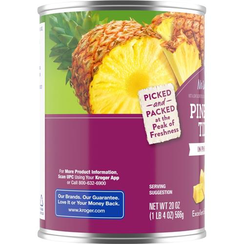 Kroger Canned Pineapple Tidbits in Pineapple Juice 20 oz