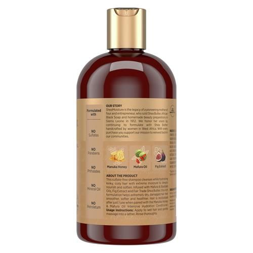 Sheamoisture Intensive Hydration Shampoo For Dry, Damaged Hair Manuka Honey And Mafura Oil Sulfate-Free 13 Oz