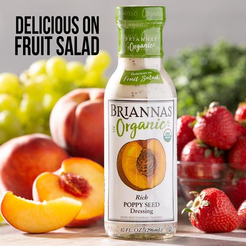 Briannas - Organic Rich Poppy Seed Dressing - Certified Kosher & Organic Salad Dressing Made With Premium Ingredients - 10 Oz. Bottle