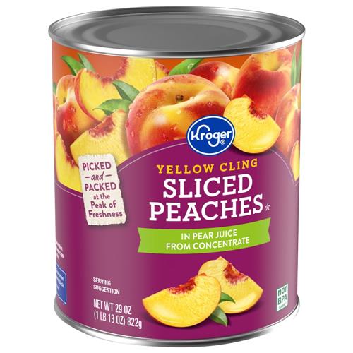 Kroger Canned Yellow Cling Sliced Peaches in Pear Juice 29 oz