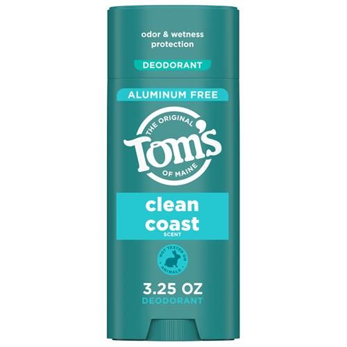 Tom’S Of Maine Clean Coast Aluminum Free Natural Deodorant For Women & Men | Goes On Clear | Odor & Wetness Protection | Naturally Derived And Moisture-Locking Ingredients | 3.25 Oz
