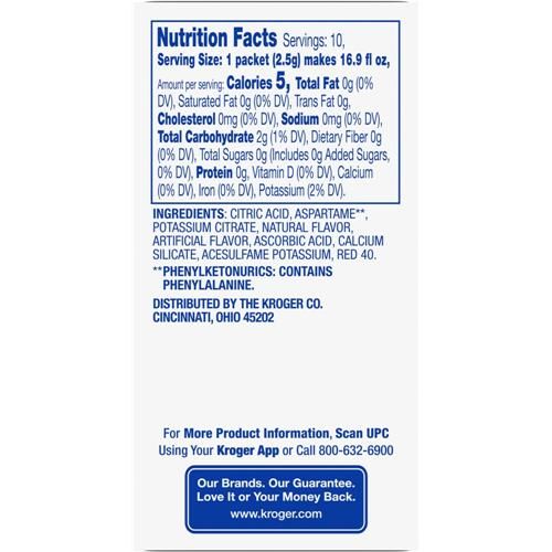 Kroger Hydrate Zero Sugar Raspberry Lemonade Drink Mix Packets 10 packets