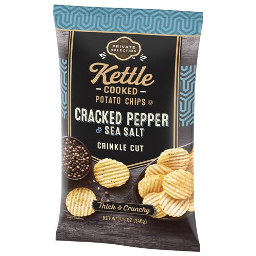 Private Selection Sea Salt & Pepper Crinkle Cut Kettle Chips 8.5 oz