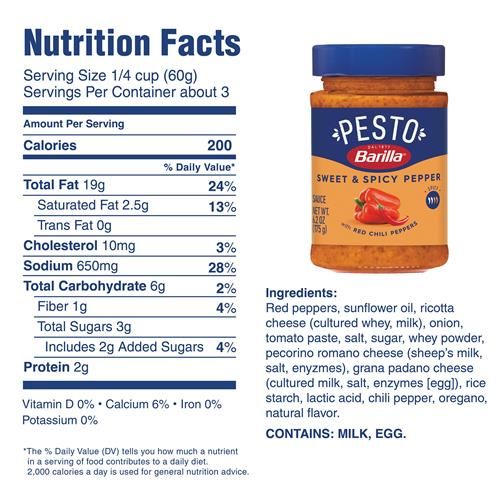 Barilla Sweet And Spicy Pepper Pesto, 6.2 Oz
