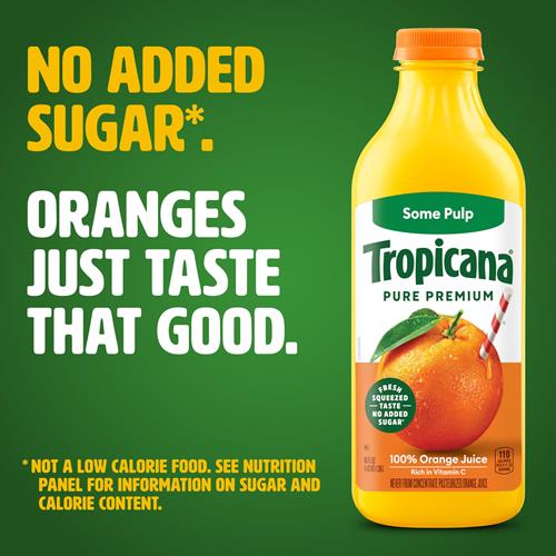 Tropicana Pure Premium 100% Orange Juice Original, Some Pulp, No Sugar Added, 46 Fl Oz