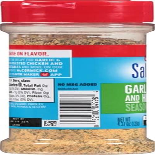 Mccormick Salt Free Garlic And Herb Seasoning, 4.37 Oz