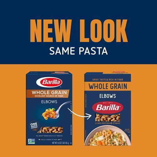 Barilla Whole Grain Elbows Pasta, 16 Oz. Box - Non-Gmo Pasta Made With 100% Whole Grain Durum Wheat - Great Source Of Fiber