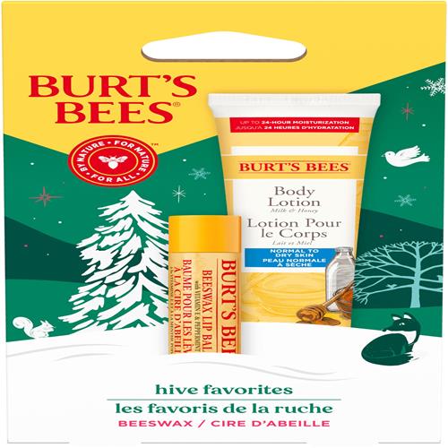Burts Bees Hive Favorites Gift Set, Vanilla Bean Lip Balm And Milk And Honey Body Lotion, Natural Origin Skin Care And Lip Care, 0.15 Oz./1 Oz.
