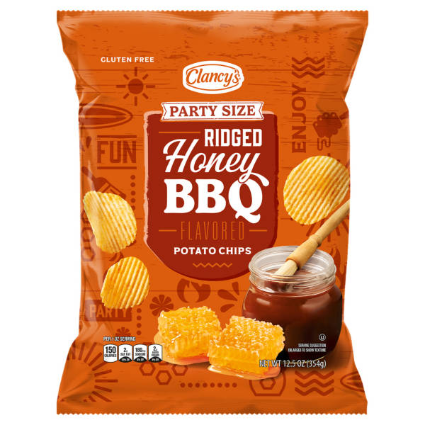 Clancy's Honey Barbecue Ridged Party Size Potato Chips, 12.5 oz
