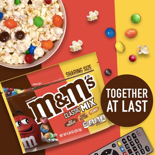 M&Ms Classic Mix Chocolate Candy Sharing Size Bag, Milk Choc Peanut Butter&Peanut, 8.3 Ounce
