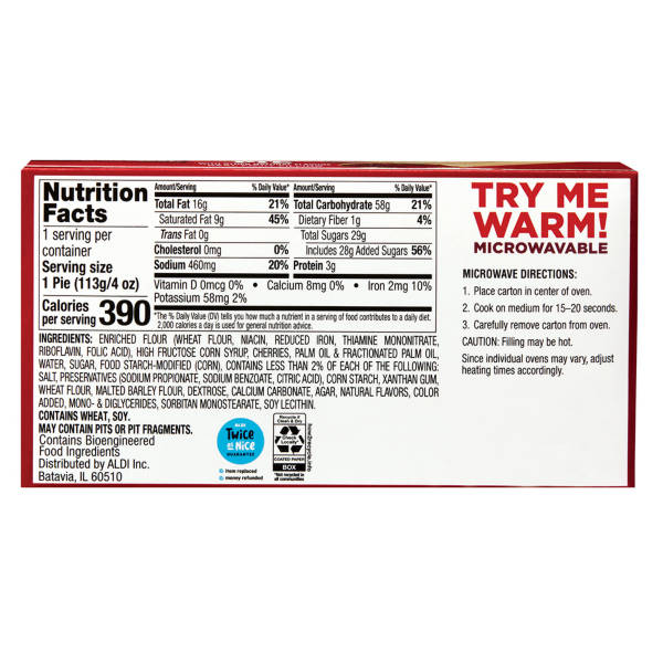 Baker's Treat Cherry  Lunchbox  Pie, 4 oz