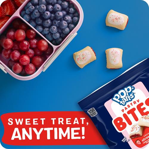 Pop-Tarts Baked Pastry Bites, Kids Snacks, School Lunch, Frosted Strawberry, 7Oz Box (5 Pouches)