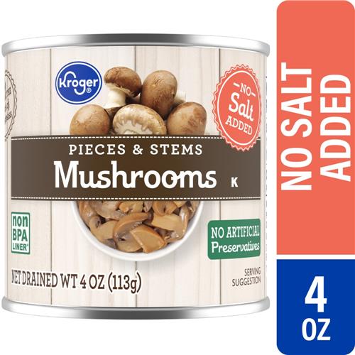 Kroger Mushrooms Pieces and Stems No Salt Added 4 oz
