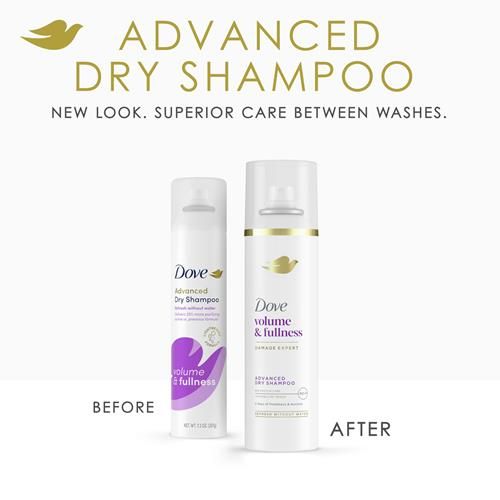Dove Advanced Dry Shampoo Volume & Fullness Refresh & Revive Flat Hair Without Water For 2 Days Of Freshness & Bounce 5 Oz