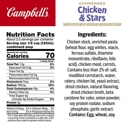Campbells Condensed Kids Chicken And Stars Soup, 10.5 Oz Can