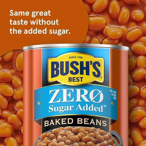 Bushs Best Zero Sugar Baked Beans, Source Of Plant Based Protein And Fiber, Low Fat, Gluten Free, 15.8 Oz