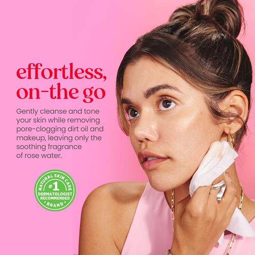 Burts Bees, Rose Water Face Wipes, For All Skin Types, Hydrating Micellar Makeup Remover & Facial Cleansing Towelettes, 30 Count (1 Pack)