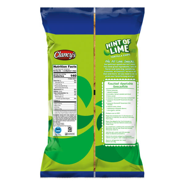 Clancy's Hint of  Lime  Tortilla Chips, 13 oz