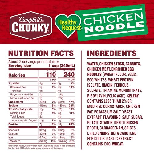 Campbells Chunky Soup, Healthy Request Chicken Noodle Soup, 18.8 Ounce Can