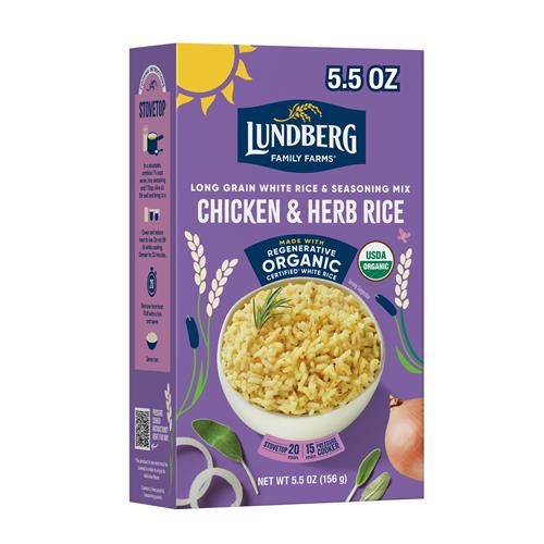 Lundberg Organic Chicken & Herb Seasoned Rice - Regenerative Organic Certified Long Grain White Rice & Seasoning Mix, Gluten Free, 5.5 Ounce