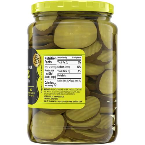 Kroger Hamburger Dill Oval Cut Pickle Chips 24 fl oz