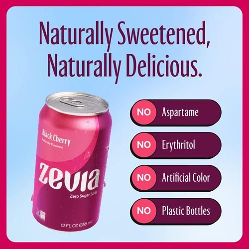 Zevia All Natural Soda, Black Cherry Zero, 12 Fl Oz (Pack Of 6)