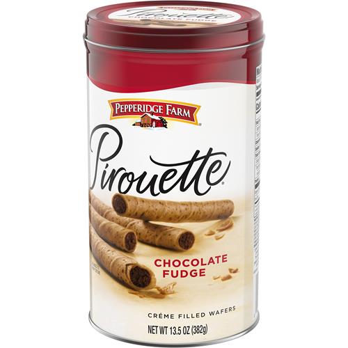 Pepperidge Farm Pirouette Cookies, Chocolate Fudge Créme Filled Wafers, 13.5 Oz Tin