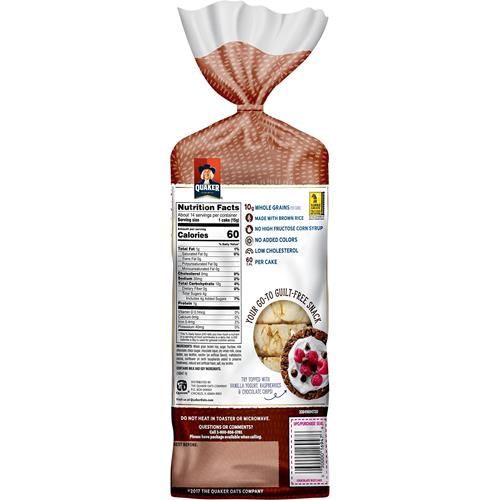 Quaker Rice Cakes Chocolate Crunch, 7.23 Oz