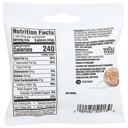 Whole Foods Market Coconut Macadamia Protein Chewy Bites, 1.58 Ounce