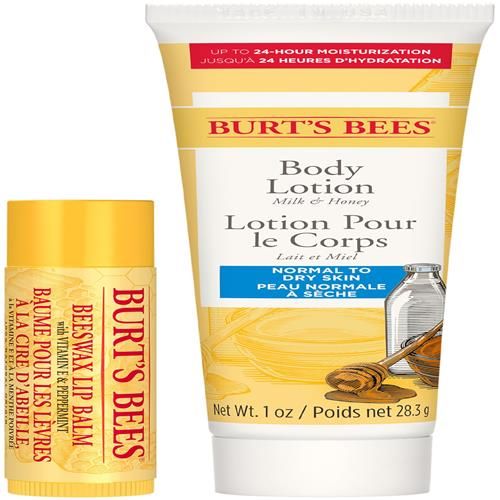Burts Bees Hive Favorites Gift Set, Vanilla Bean Lip Balm And Milk And Honey Body Lotion, Natural Origin Skin Care And Lip Care, 0.15 Oz./1 Oz.
