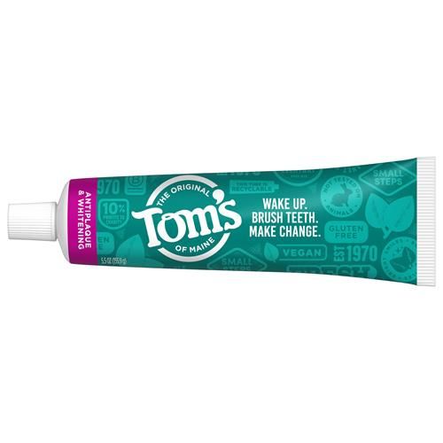Toms Of Maine Fluoride-Free Antiplaque & Whitening Natural Toothpaste, Peppermint, 5.5 Oz. (Pack Of 2)