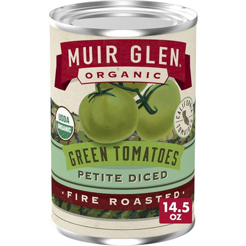 Muir Glen Organic Petite Diced Fire Roasted Green Tomatoes, 14.5 Oz