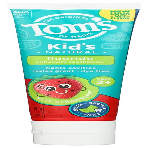 Toms Of Maine Natural Kids Fluoride Toothpaste, Silly Strawberry, 5.1 Oz. (Back In Original Formula)
