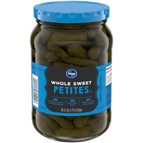 Kroger Whole Sweet Petite Pickles 16 fl oz